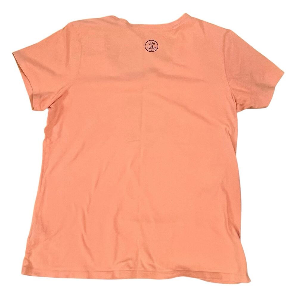 Life Is Good Womens SZ L Crusher T Shirt Coral Flamingo Graphic Beachy Tropical - Picture 2 of 16